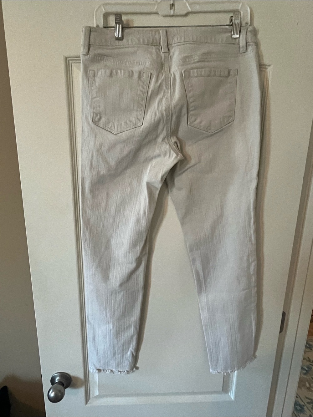 Loft Light Ivory Slim Zip-Pocket Ankle Pants with Fray Modern Skinny SZ 8 - Picture 12 of 15